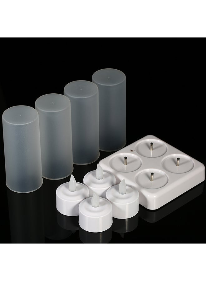 NIBEMINENT 4 Piece Rechargeable LED Candles Lights With Remote Control Frosted Cups White 0.34kg - Image 2