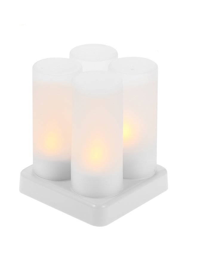 NIBEMINENT 4 Piece Rechargeable LED Candles Lights With Remote Control Frosted Cups White 0.34kg - Image 1