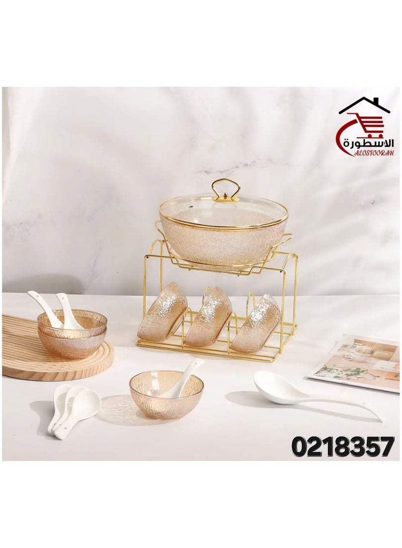 16 Pieces Clear Ice Soup Set with Stand and Spoons - Image 1