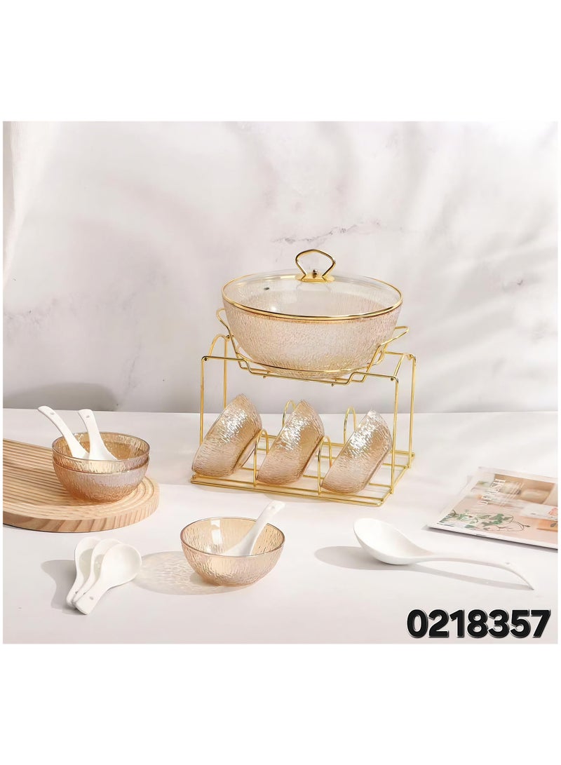 16 Pieces Clear Ice Soup Set with Stand and Spoons - Image 2