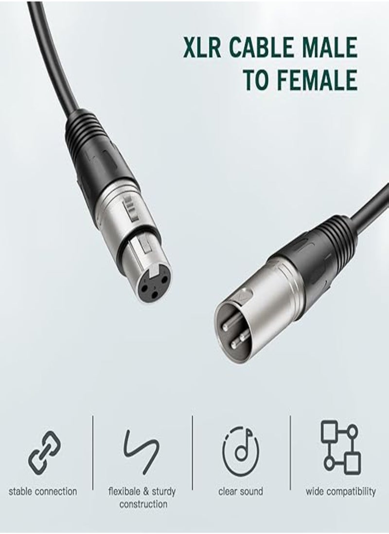 فيفين كابل FIFINE XLR، كابل تمديد ميكروفون XLR بطول 3 متر مع 3 دبابيس متوازنة، سلك صوت ميكروفون XLR ذكر إلى أنثى، كابل مكبر صوت XLR، سلك ميكروفون، متوافق مع ميكروفون XLR لتسجيل البث الصوتي، أسود-L9  - Image 2