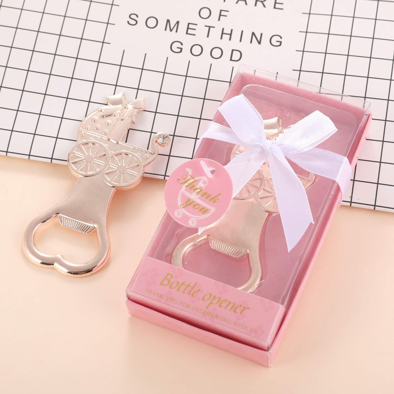Cesdai 15 pcs Bottle Opener Baby Shower Favors Baby Carrige Shaped Party Souvenirs for Guests Cute Party Supplies Decoration Gift for Girl Birthday with Individual Gift Box (Baby Carriage Pink, 15)1 - Image 5