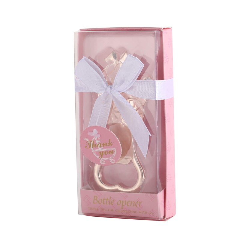 Cesdai 15 pcs Bottle Opener Baby Shower Favors Baby Carrige Shaped Party Souvenirs for Guests Cute Party Supplies Decoration Gift for Girl Birthday with Individual Gift Box (Baby Carriage Pink, 15)1 - Image 1