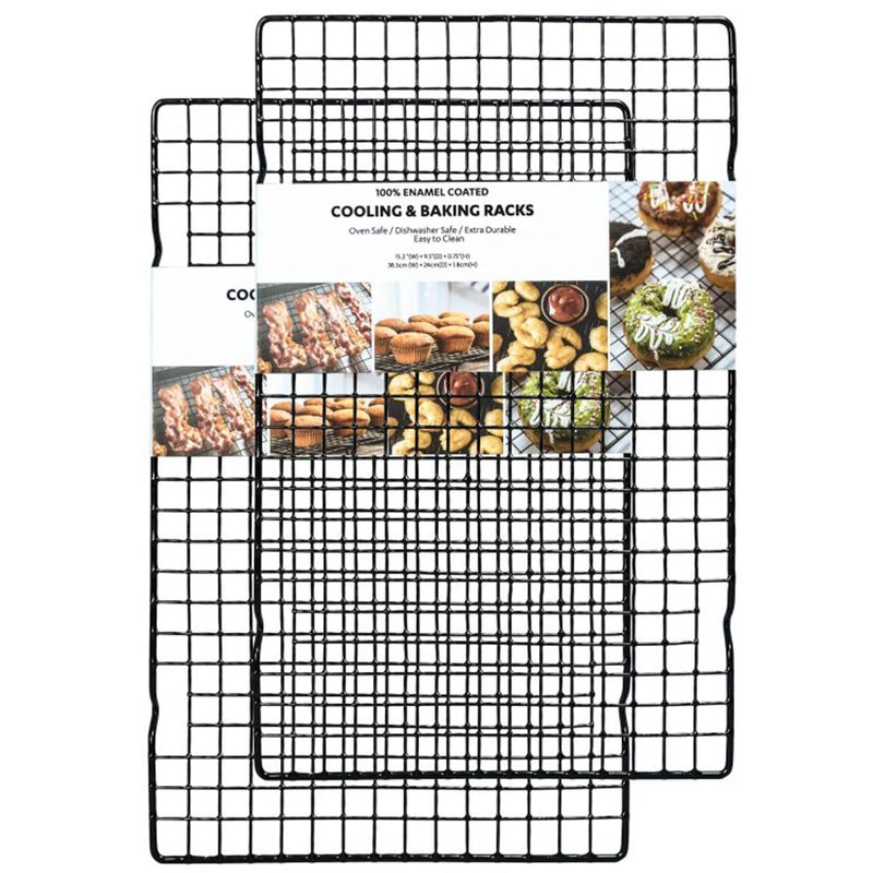Set of 2 Cooling Rack for Baking, Small Quarter Grid, Enamel Tight-Wire Baking Rack Fits Quarter Sheet Pan, Oven Safe for Cooking, Roasting, Grilling-15”×9.5” - Image 1