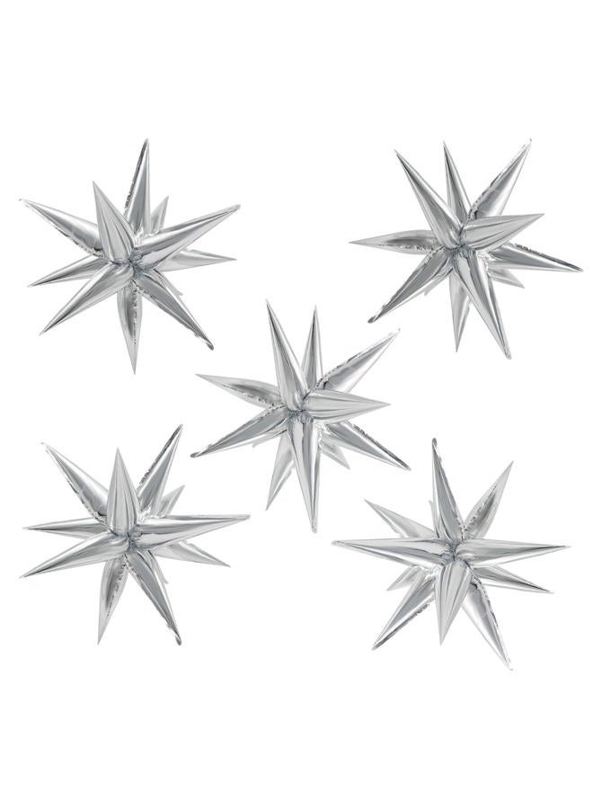 K.E.J. Silver 60 Pcs Starburst Balloons Explosion 12 Point Cone Balloon,Metallic Mylar Spike Balloons for Party Decor,Weddings,Birthday Anniversary Party Backgrounds - Image 1