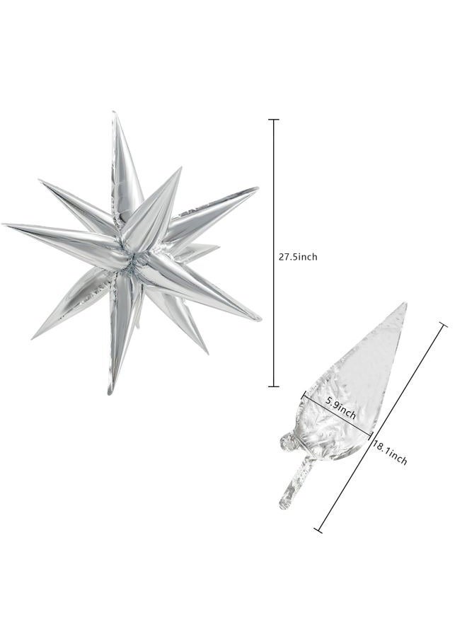 K.E.J. Silver 60 Pcs Starburst Balloons Explosion 12 Point Cone Balloon,Metallic Mylar Spike Balloons for Party Decor,Weddings,Birthday Anniversary Party Backgrounds - Image 2