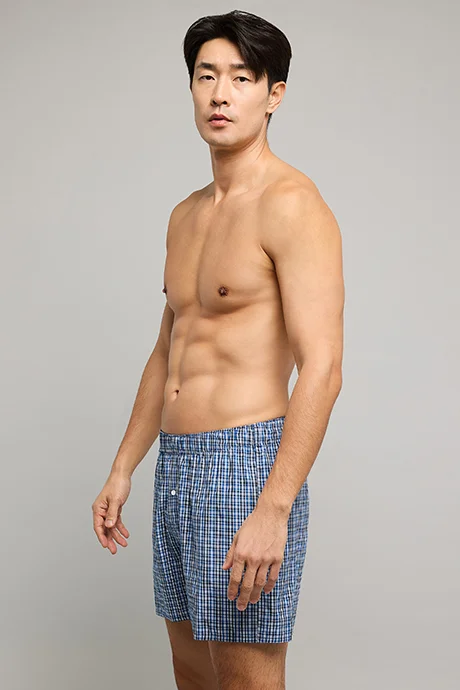 أر أند بي Plaid Boxer with Elastic Waist