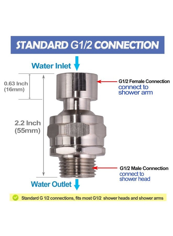 YDmeet Shower Head Swivel Ball Adapter Brass Adjustable Shower Arm Connector Universal Showering Component (Brushed Nickel) - Image 4