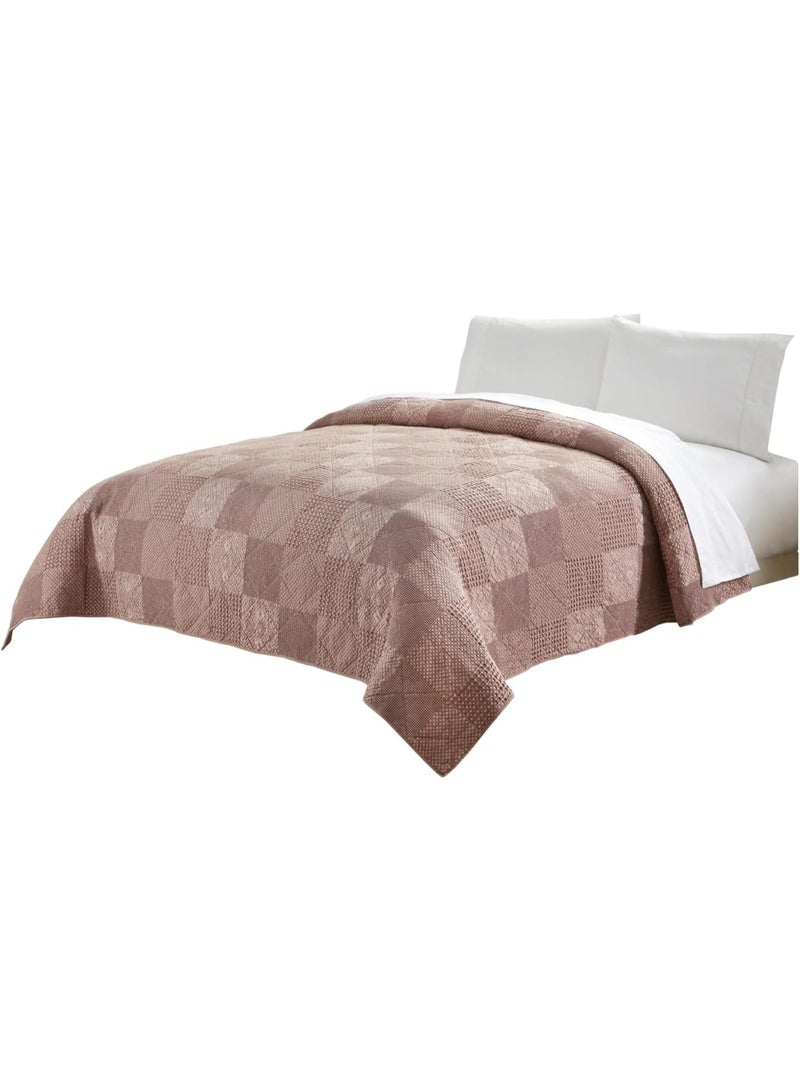 GOLD MANTIS Cotton Stonewash Quilt Set – Ultra Soft 100% Cotton Bedspread with Vintage Texture – Lightweight & Breathable All-Season Quilt – Available in King Sizes (Mauve, King) - Image 1