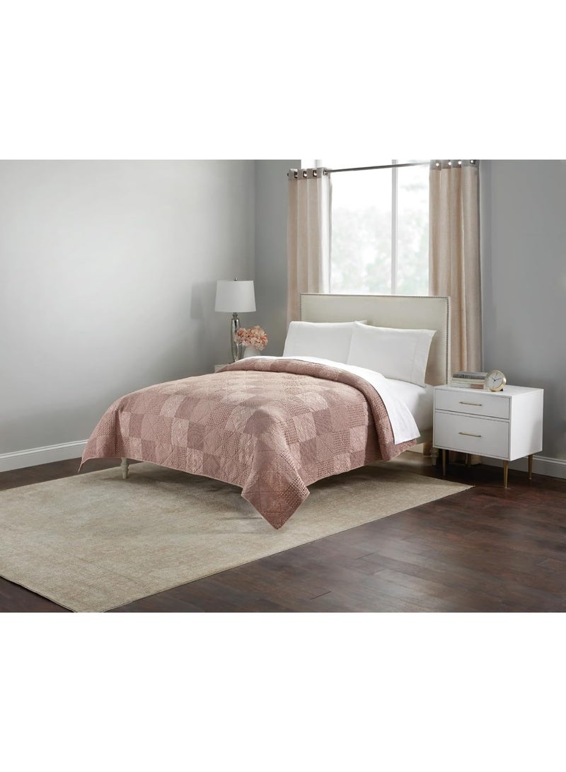 GOLD MANTIS Cotton Stonewash Quilt Set – Ultra Soft 100% Cotton Bedspread with Vintage Texture – Lightweight & Breathable All-Season Quilt – Available in King Sizes (Mauve, King) - Image 2