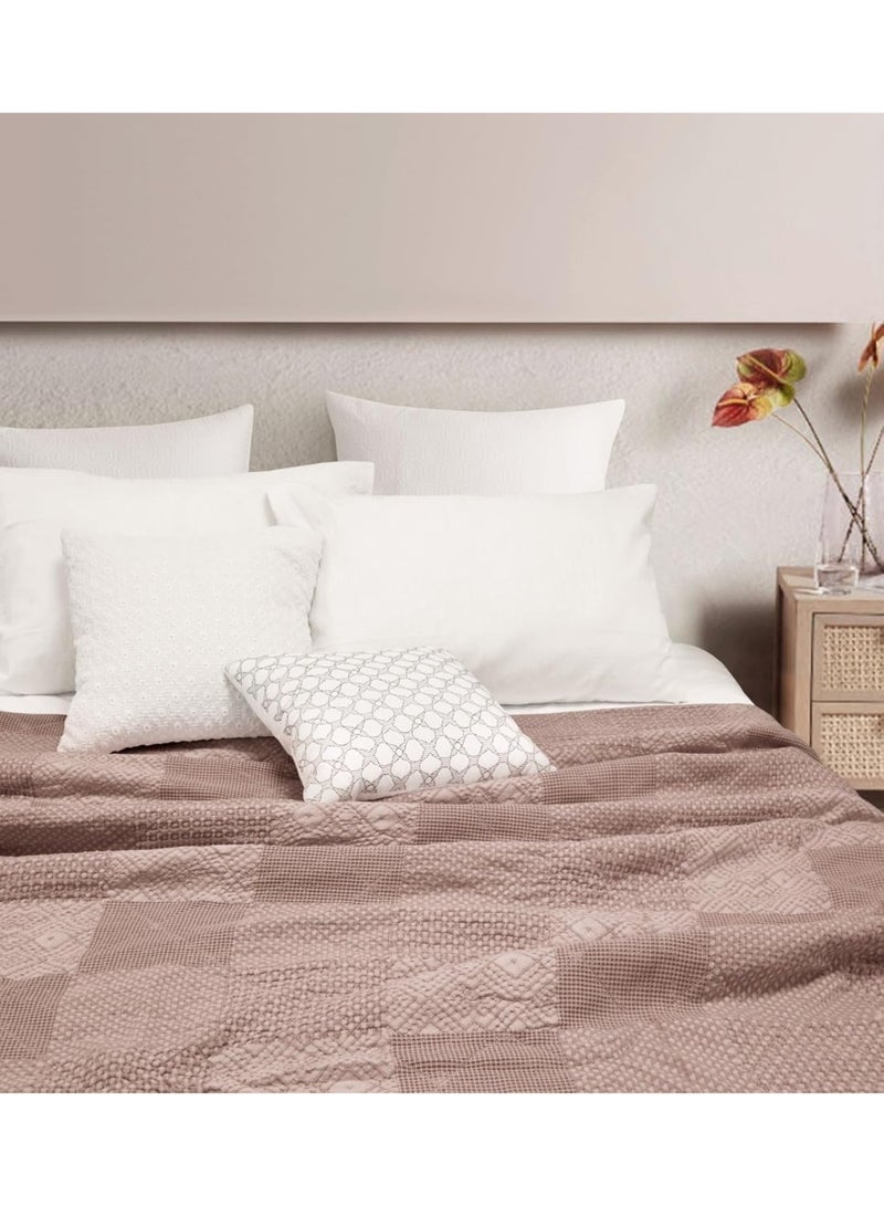 GOLD MANTIS Cotton Stonewash Quilt Set – Ultra Soft 100% Cotton Bedspread with Vintage Texture – Lightweight & Breathable All-Season Quilt – Available in King Sizes (Mauve, King) - Image 3