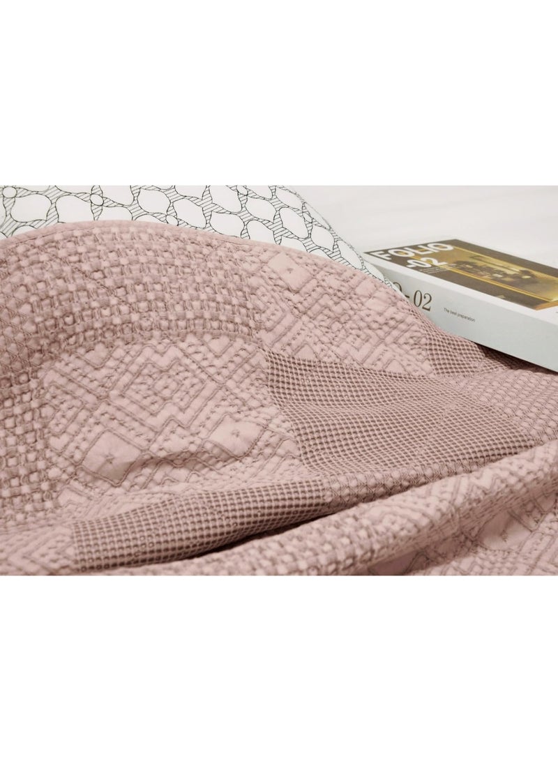 GOLD MANTIS Cotton Stonewash Quilt Set – Ultra Soft 100% Cotton Bedspread with Vintage Texture – Lightweight & Breathable All-Season Quilt – Available in King Sizes (Mauve, King) - Image 5