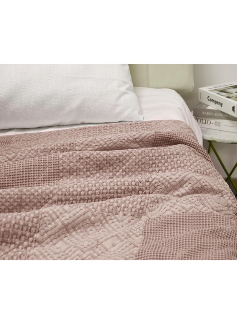 GOLD MANTIS Cotton Stonewash Quilt Set – Ultra Soft 100% Cotton Bedspread with Vintage Texture – Lightweight & Breathable All-Season Quilt – Available in King Sizes (Mauve, King) - Image 4