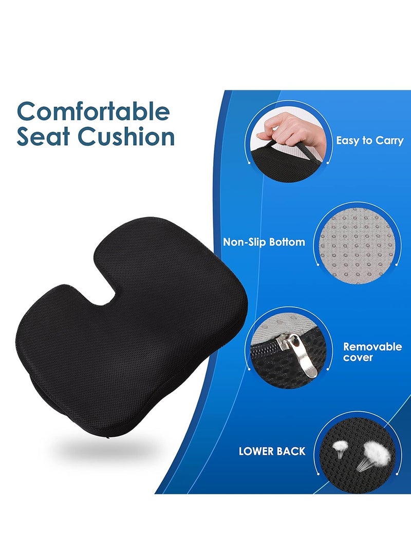 Chair Cushion, Lumbar Support Pillow with Memory Foam, Seat Cushion for Office Chair and Car(Blue) - Image 4