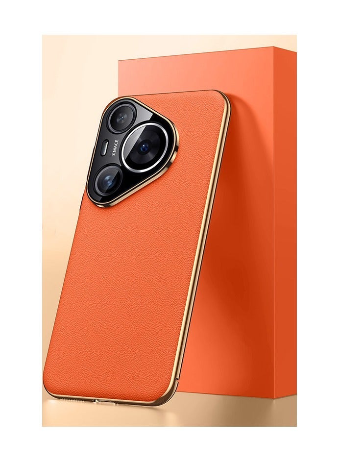 Asan Ge Huawei Pura 70 Pro Electroplated Leather All-wrap Lens Ultra-Thin Fall Protection Case - Image 1