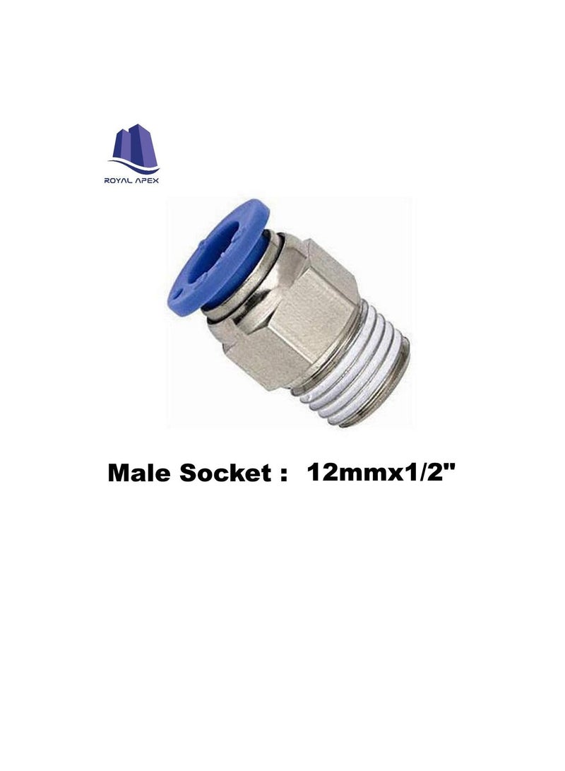 PU Pipe Fittings Polyurethane Pneumatic Pipe Push in to Connect Fittings Male Socket Pack of 5 12mmx1/2" - Image 3