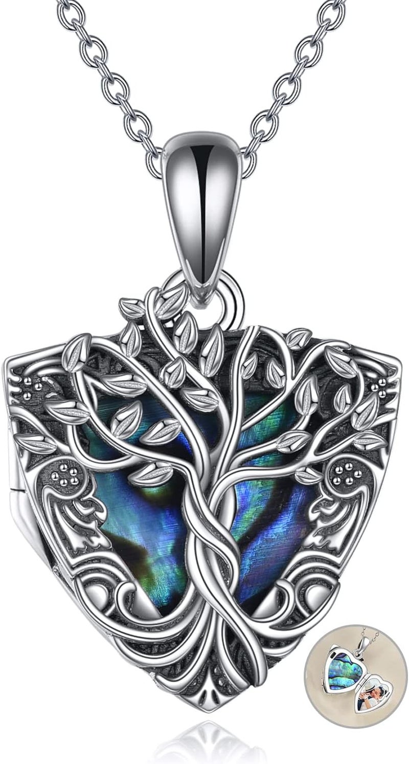 ONEFINITY Store Tree of Life Locket Necklace Sterling Silver Locket Necklace That Holds Pictures Tree of Life Locket Pendant for Women Wife Girlfriend - Image 1