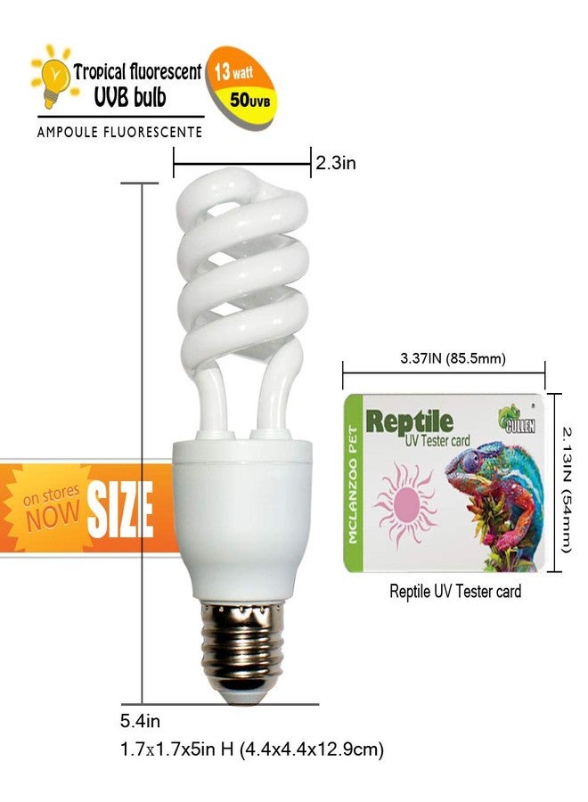 MCLANZOO UVA UVB Light Reptile Bulb 10.0 13W Desert Compact Fluorescent Terrarium Lamp for Bearded Dragon, Turtle, Snake, Gecko, Lizard With UV Tester Card - Image 2
