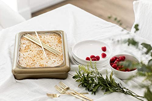 Fancy Panz, Serving Tray for Food, Made in the USA Foil Pan Carrier, Stackable Aluminum Pan Holders, 9x13x2 Travel Casserole Carrier, Gold Glitter - Image 3