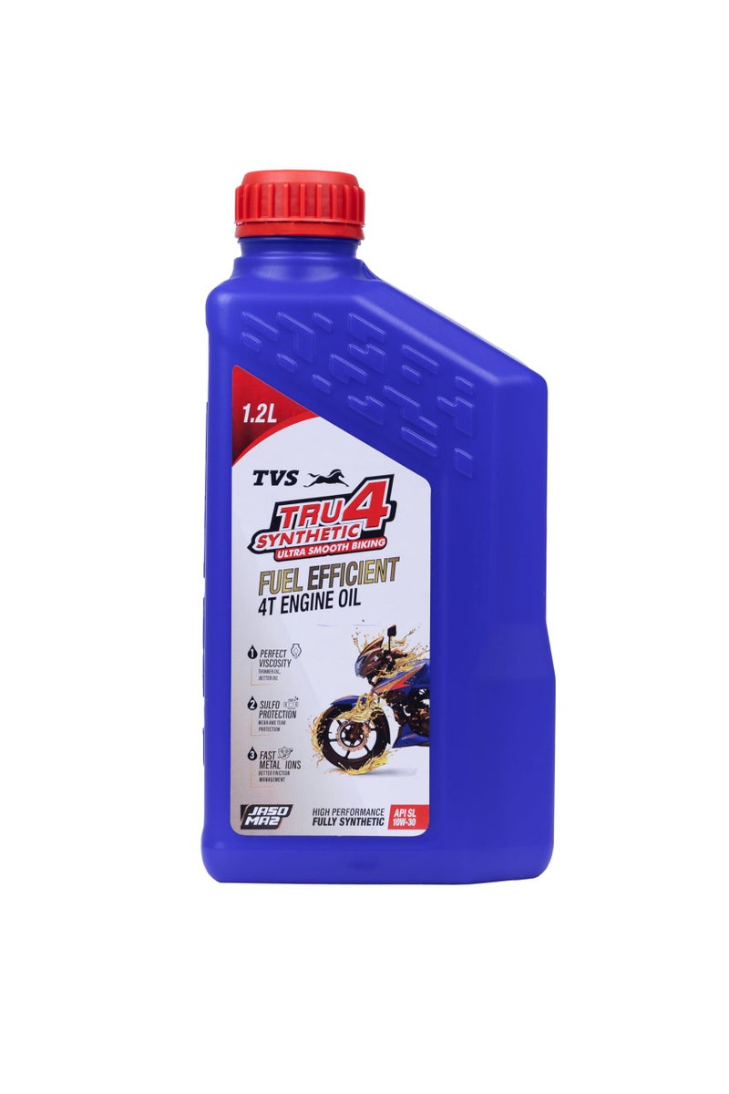 TVS TRU4 Synthetic Engine OIl 1.2 Ltr, 10W30, API SL and JASO MA2,HIGH PERFORMANCE FULLY SYNTHETIC FUEL EFFICIENT ENGINE OIL - Image 5