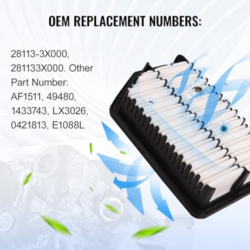 Bapmic 28113-3X000 Engine Air Filter Replacement for Hyundai Elantra 2011-2017, for Kia Forte Forte 2015 2016 2017 2018 Replace# 281133X000 - Image 3