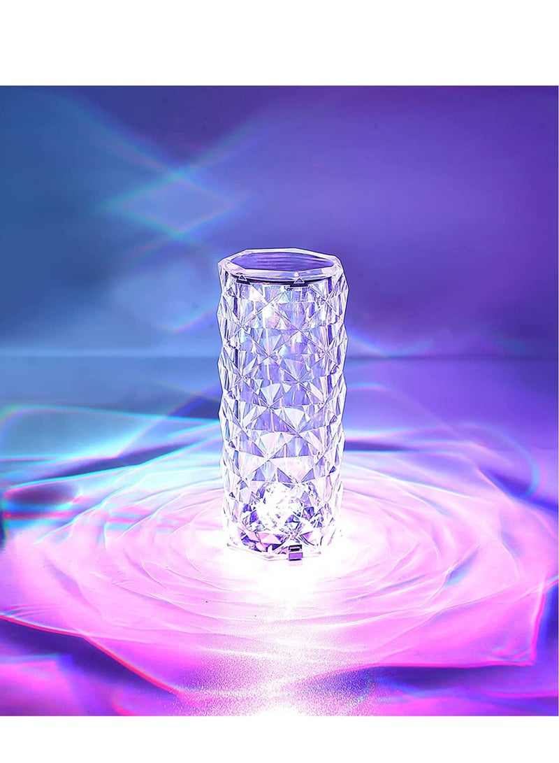 ELTRAZONE Crystal Diamond 3D Rose Table Lamp, LED 16 Color changing Night Light with Remote and Touch Control,Built-in Battery USB Rechargeable Desk Lamp for Bedroom,Living room,party, home decor (Clear) - Image 1