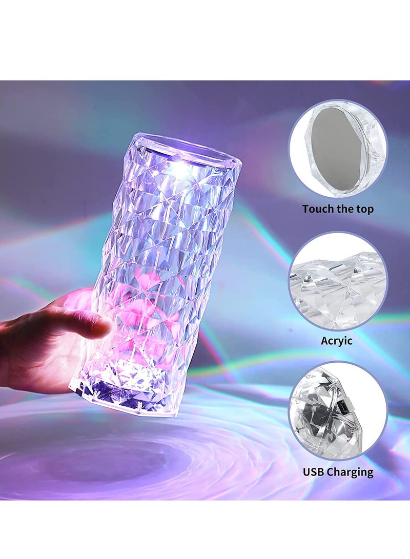 ELTRAZONE Crystal Diamond 3D Rose Table Lamp, LED 16 Color changing Night Light with Remote and Touch Control,Built-in Battery USB Rechargeable Desk Lamp for Bedroom,Living room,party, home decor (Clear) - Image 2