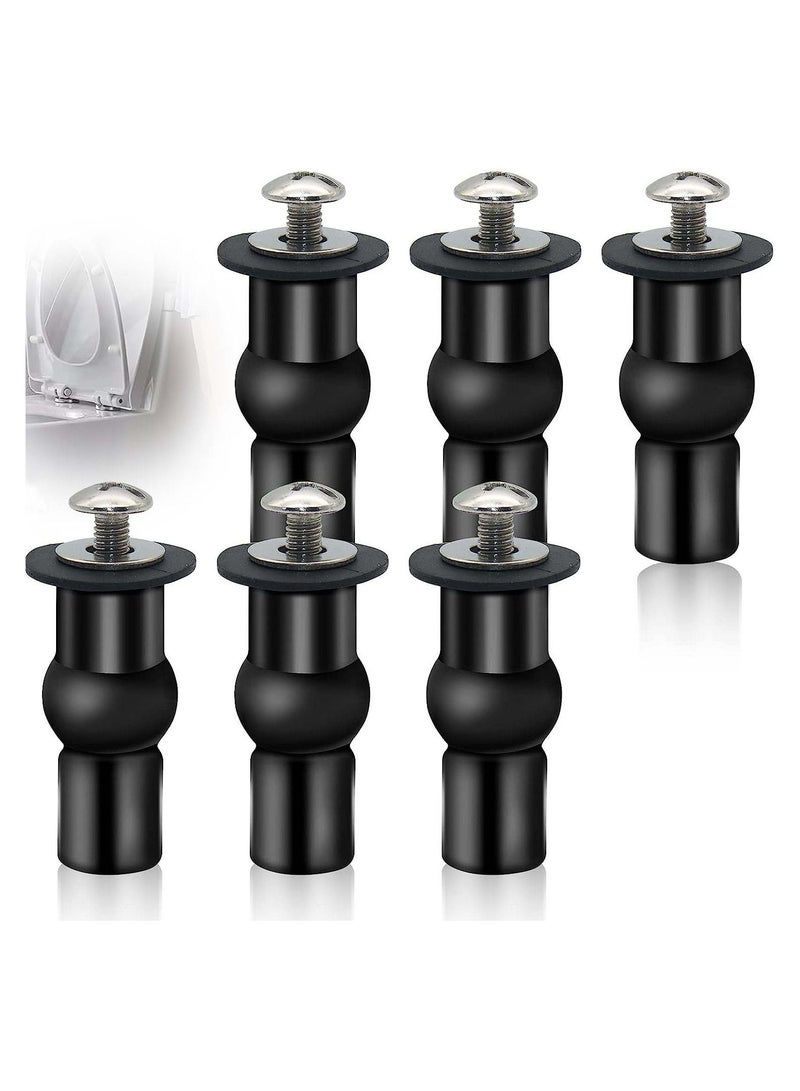 SYOSI 6 Pack Toilet Seat Screws Toilet Seat Fittings Toilet Seat Hinges Expanding Rubber Top Nuts Screw Fixings Fix WC Blind Hole Fittings - Image 1