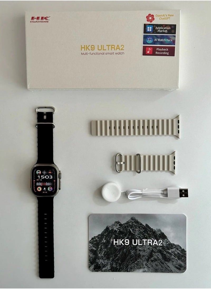 HK9 Ultra 2 AMOLED Smartwatch with ChatGPT- Black