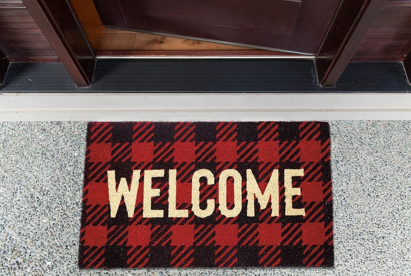 ديي سجادة ألياف جوز الهند الطبيعية من DII، سجادة مربعات، "Buffalo Check Welcome"، مقاس 18×30 - Image 2