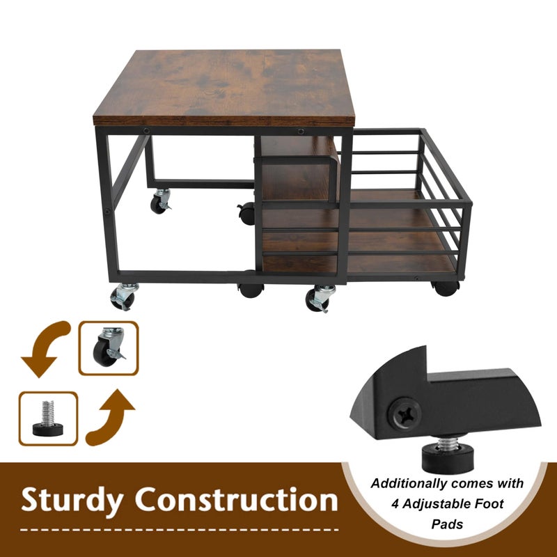 HIBOAT Mini Fridge Stand with Storage Moblie Fridge Table with Drawer Basket for Kitchen Dorm Used for Compact Beverage Refrigerators Upright Freezers - Image 3