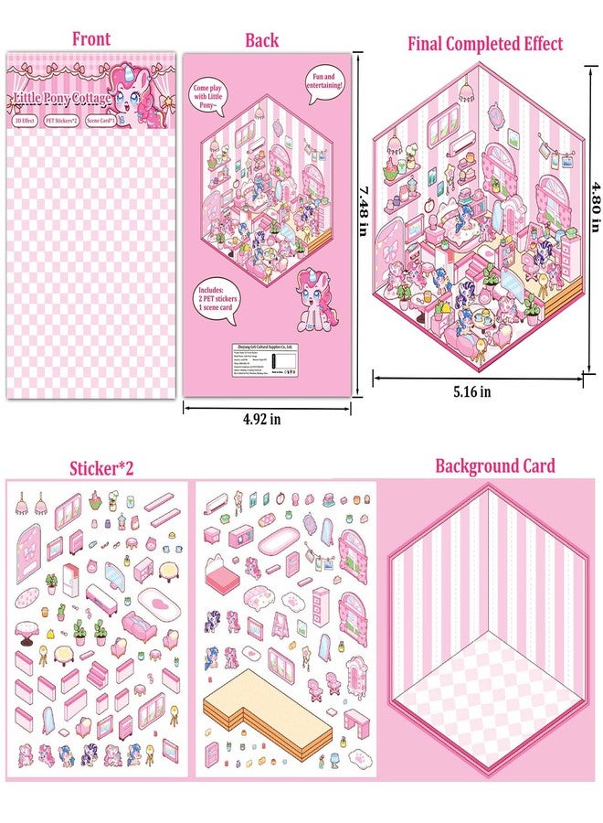 Xuoent DIY 3D Sticker Scene 6 Sets of Stickers for Girls Make Your Own Mini Shop Scenes Stickers for Kids Cute Cartoon Animal Stickers for Adult Relief Stress Pass The Time - Image 4