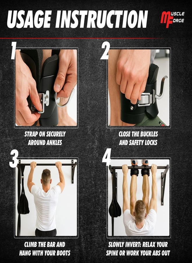 مسل فورج أحذية MuscleForge Gravity مزودة بقفل أمان، أحذية انقلاب لتمارين اللياقة البدنية في بيئة الجاذبية (زوج)، لتمارين الظهر والبطن، مبطنة بإسفنج مريح بسمك 3 سم - Image 4