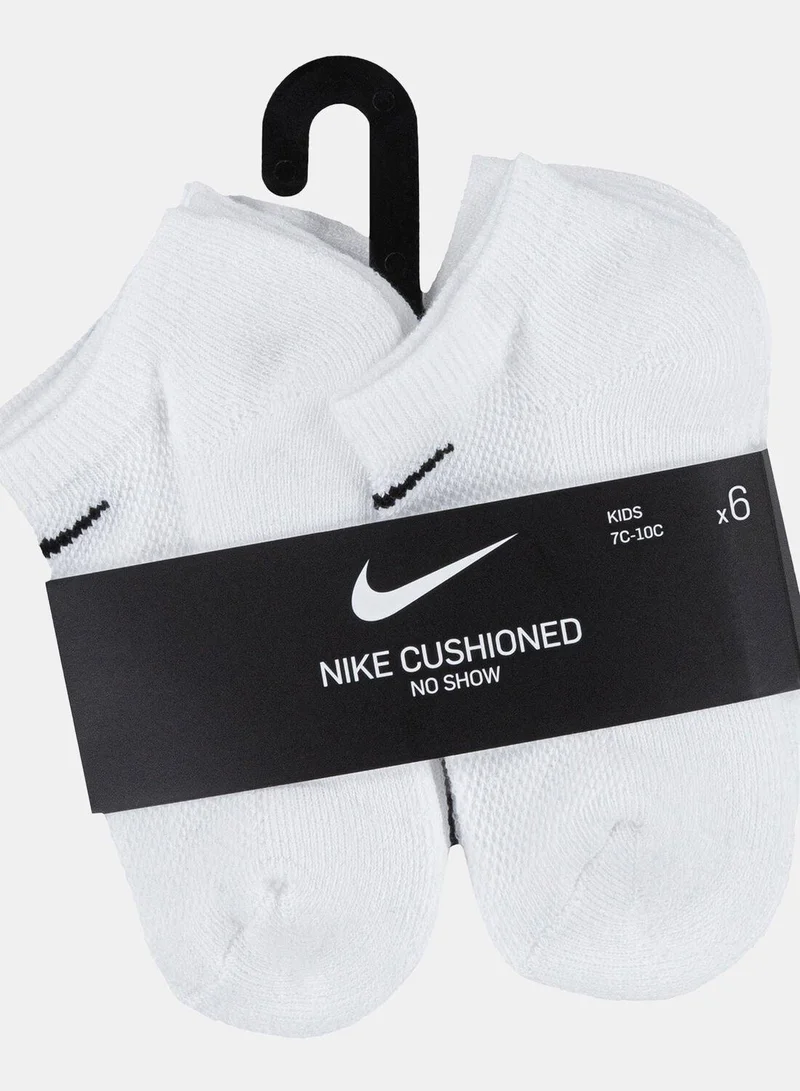 نايكي Kids' Cushioned No-Show Socks (6 Pairs)