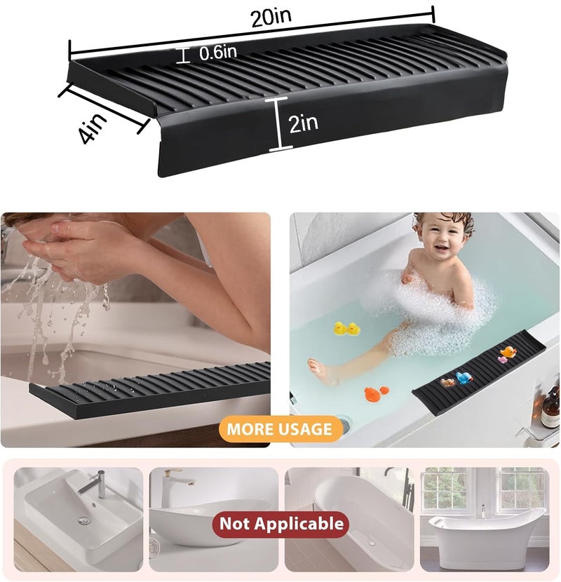 AyNirser Sink Edge Protector with Suction Cup 4"x20", Silicone Sink Splash Guard for Kitchen & Bathroom, Protect Countertop from Scratches, Stains, for Stainless Steel Granite Quartz-Black - Image 5