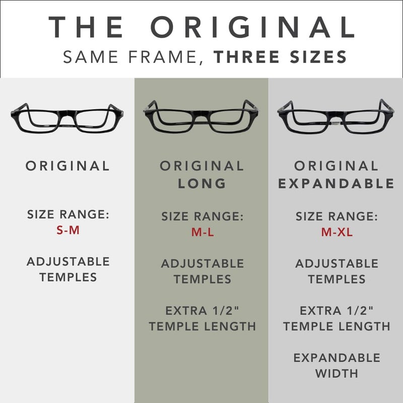 Clic Magnetic Reading Glasses for Men or Women, Computer Readers, Original Long (M-L, Clear, 2.00 Magnification) - Image 5