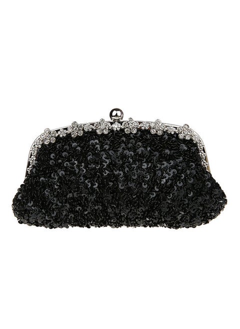 Sequin Clutch Black
