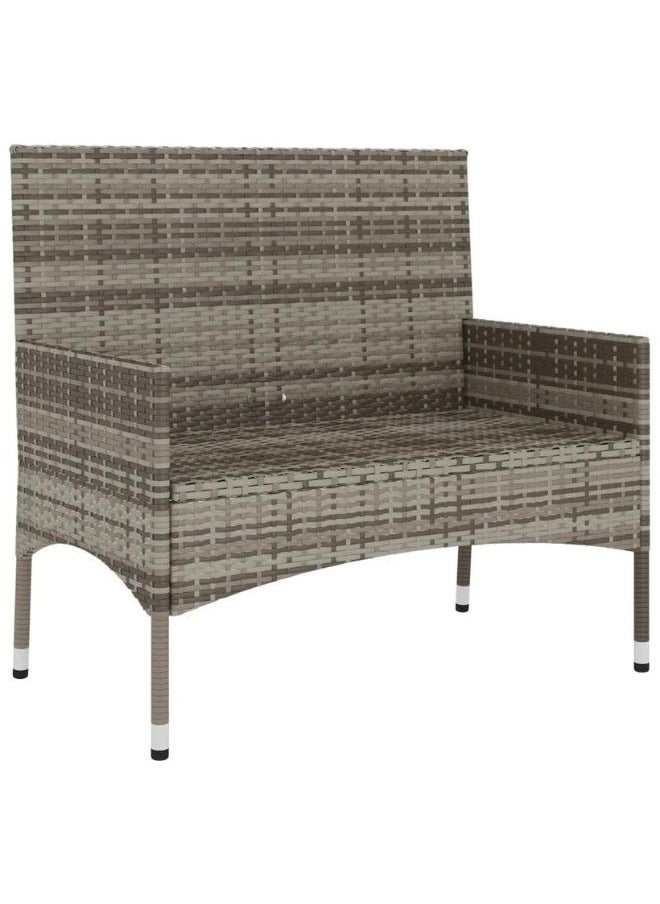 vidaxl vidaXL 2-Seater Garden Bench with Cushions Grey Poly Rattan  - Image 2