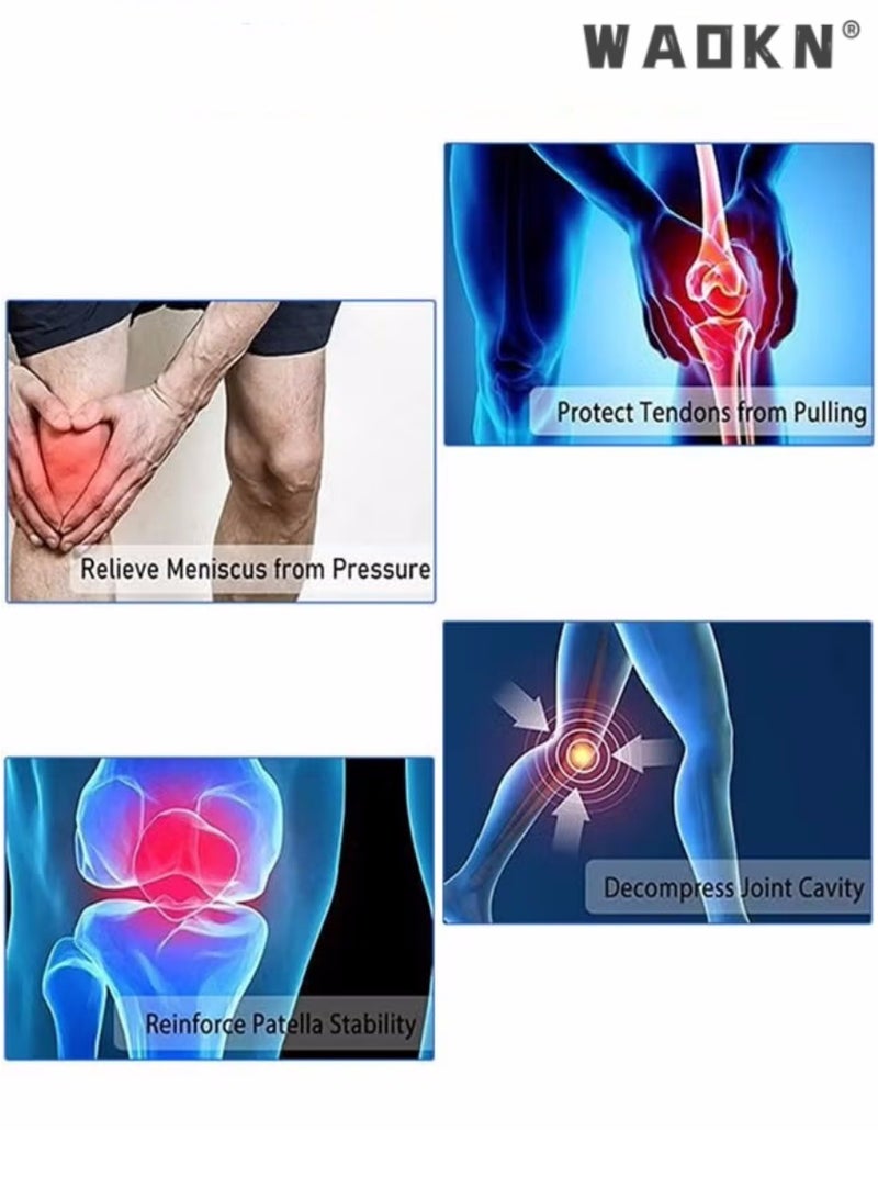 WAOKN 2 Pack Knee Braces for Knee ，Knee Compression Sleeves with Silicone Gel & Spring Support, Knee Patella Protector for Knee uncomfortable Arthritis,Jogging,Sports,Meniscus Tear,Running，Men&Women - Image 3