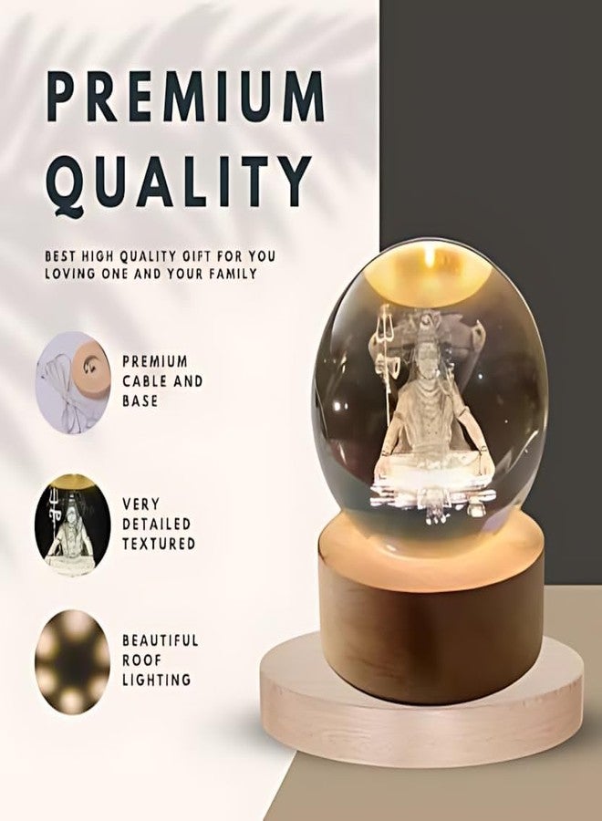 FALONG 3D Shiva Crystal Ball Night Lamp,Lord Shiva Crystal Ball Night Light, USB Table Colorful LED Wooden Crystal Ball for Home Decoration Birthday Gift for Teens Boys and Girls - Image 3