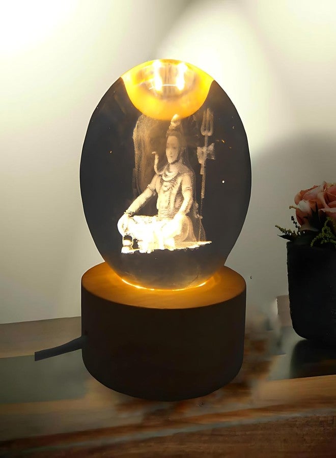 FALONG 3D Shiva Crystal Ball Night Lamp,Lord Shiva Crystal Ball Night Light, USB Table Colorful LED Wooden Crystal Ball for Home Decoration Birthday Gift for Teens Boys and Girls - Image 1