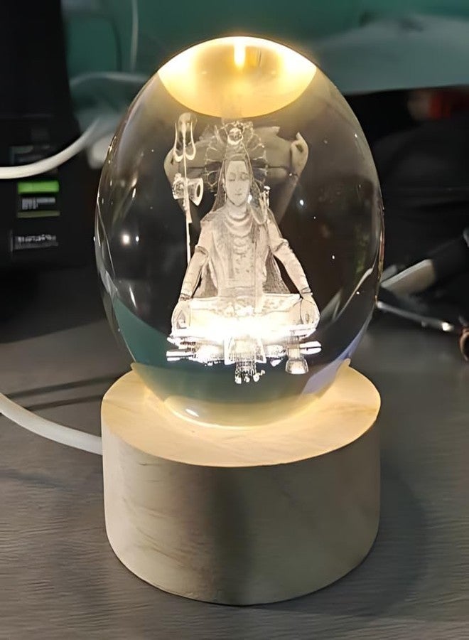 FALONG 3D Shiva Crystal Ball Night Lamp,Lord Shiva Crystal Ball Night Light, USB Table Colorful LED Wooden Crystal Ball for Home Decoration Birthday Gift for Teens Boys and Girls - Image 2