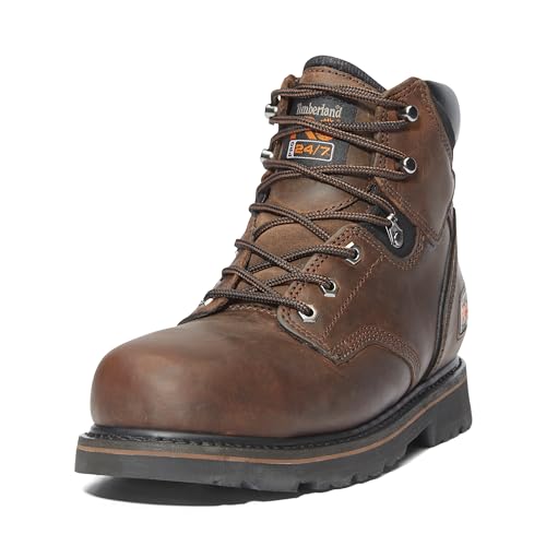 Timberland حذاء عمل صناعي للرجال من تيمبرلاند برو بارتفاع 6 بوصات مع مقدمة فولاذية، بني-2024 جديد، 10.5 - Image 1