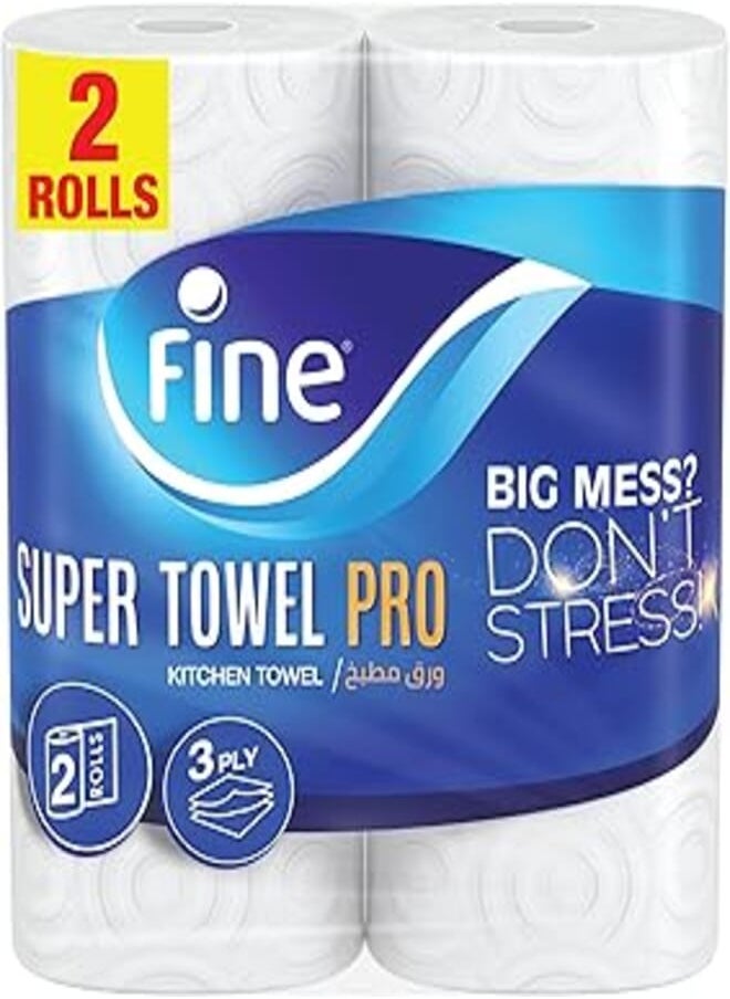 Fine - Fine Kitchen Tissue Paper Super Towel Pro, 3 Ply 2 Rolls - Image 1