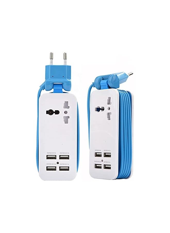 PROMASS Home & Business Travel Power Extension Plug USB Extension Cord with carry case with Power Socket & 4 Smart USB Ports, 1.5 Meters Extension Cord for Home, Office, Room, Extension Cord USB C  - Image 4