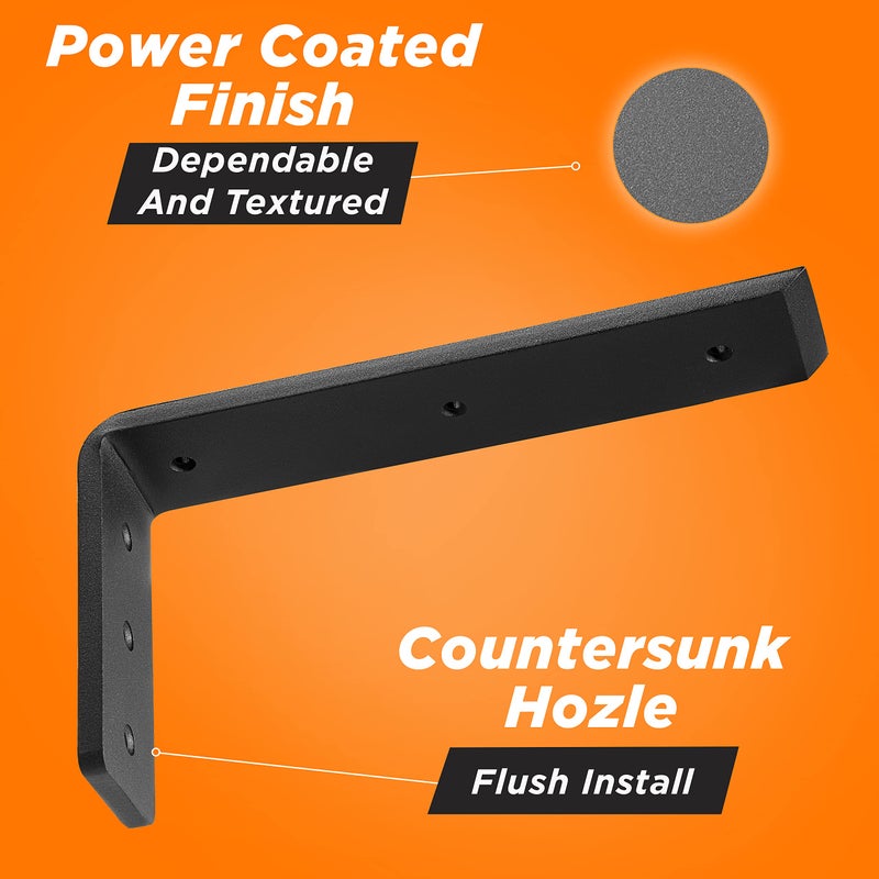 Batoda 12 Countertop Support Brackets For Granite (2 Pcs) - Heavy Duty L Shelf Bracket - Wall Mounted Support For Diy Open Shelving - Blind Shelf Support - Shelving Mounting Hardware Included(Pack 2) - Image 3