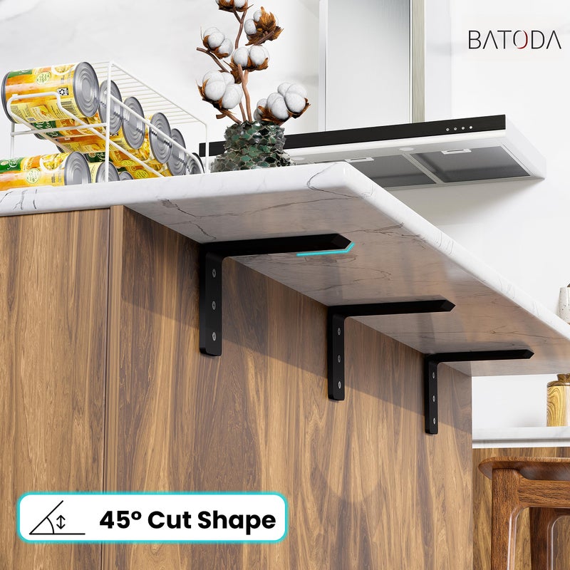 Batoda 12 Countertop Support Brackets For Granite (2 Pcs) - Heavy Duty L Shelf Bracket - Wall Mounted Support For Diy Open Shelving - Blind Shelf Support - Shelving Mounting Hardware Included(Pack 2) - Image 5
