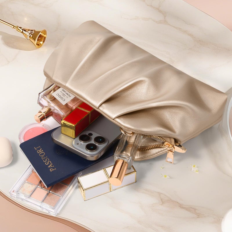 lovyoCoCo Clutch Purse for Women Soft Pleated PU Wedding Clutch, Elegant Evening Bag for Galas, Proms,Cocktail Parties (Champagne Gold) - Image 2