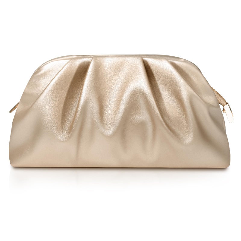 lovyoCoCo Clutch Purse for Women Soft Pleated PU Wedding Clutch, Elegant Evening Bag for Galas, Proms,Cocktail Parties (Champagne Gold) - Image 1