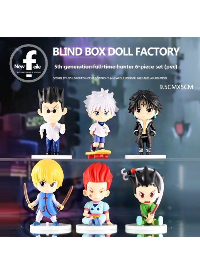 Full-time Hunter Hand-made Q Version Little Jiqi Xisuo Feitan Coola Leather Kama Qilei Ouli Decoration Doll-Color:5th Generation Full-time Hunter 6-Piece Set (PVC)  - Image 1